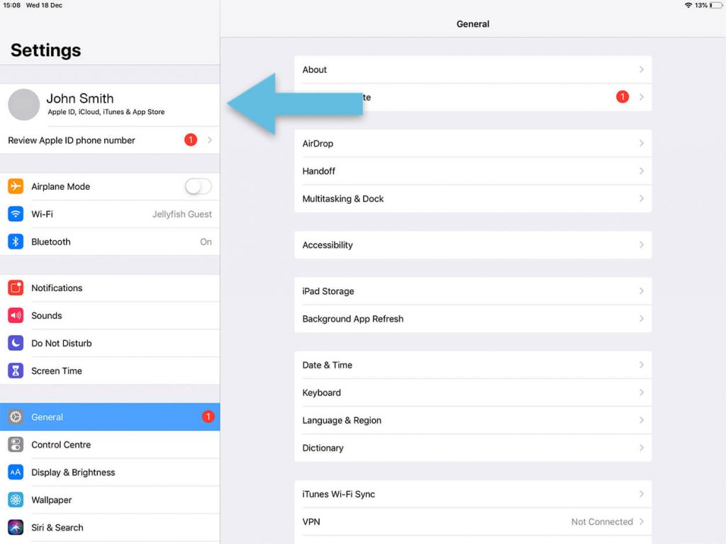 iCloud - iPad Open Apple ID