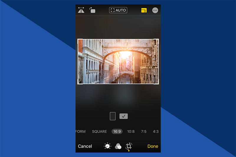 Using preset crop sizes