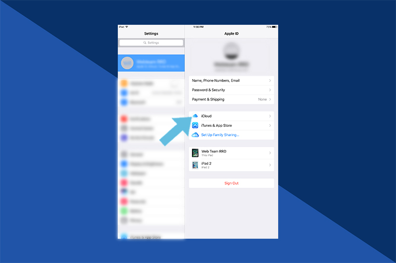 Tippen Sie auf iCloud.