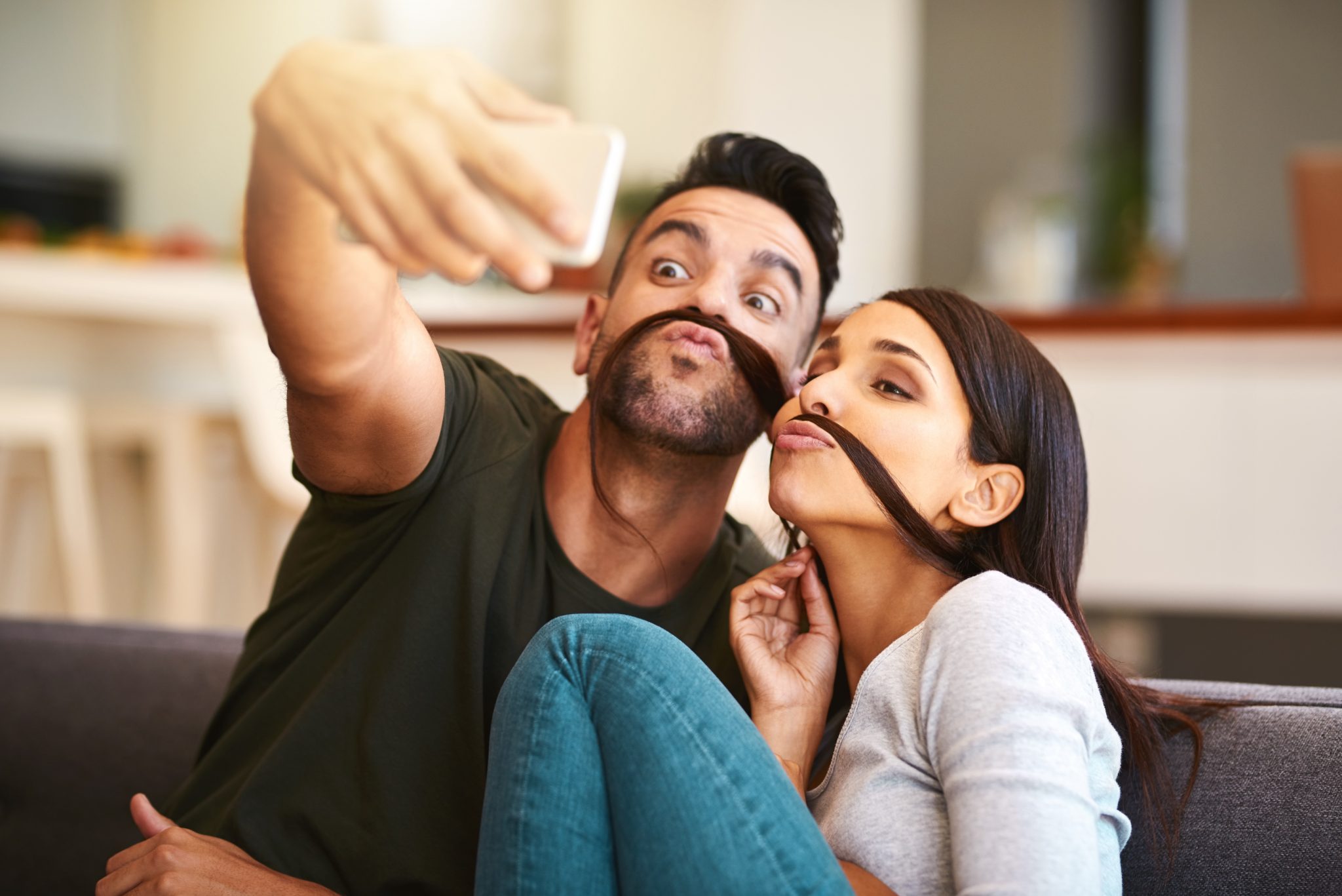 Romantic couple while making selfie Stock Photo by ©gpointstudio 75667737