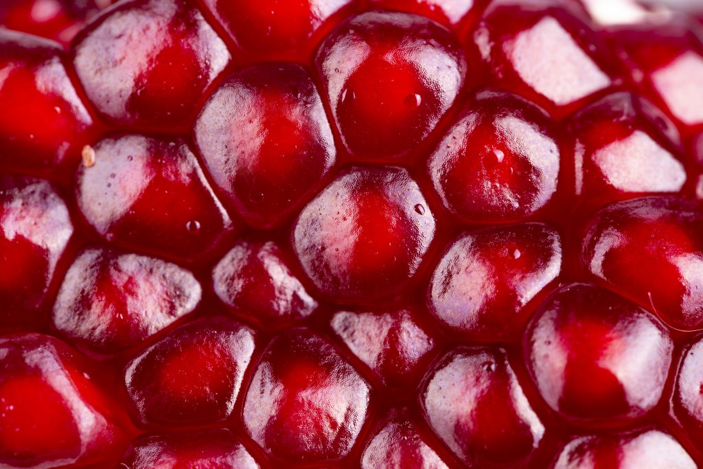 Pomegranate fruit grain closeup