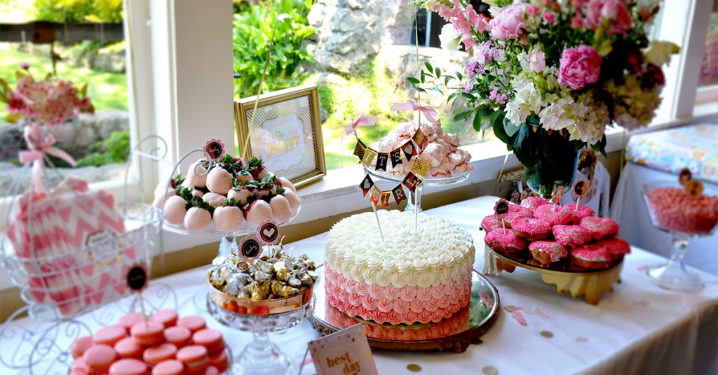Photograph the setting of the baby shower to capture all the details of the celebration.
